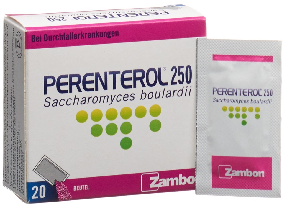 PERENTEROL Plv 250 mg Btl 20 Stk<br>20 Stück, Beutel, Pulver zur Herstellung einer Suspension zum Einnehmen