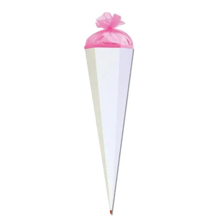Roth Bastelschultüte 85 cm weiß mit farbigem Verschluss Verschluss pink