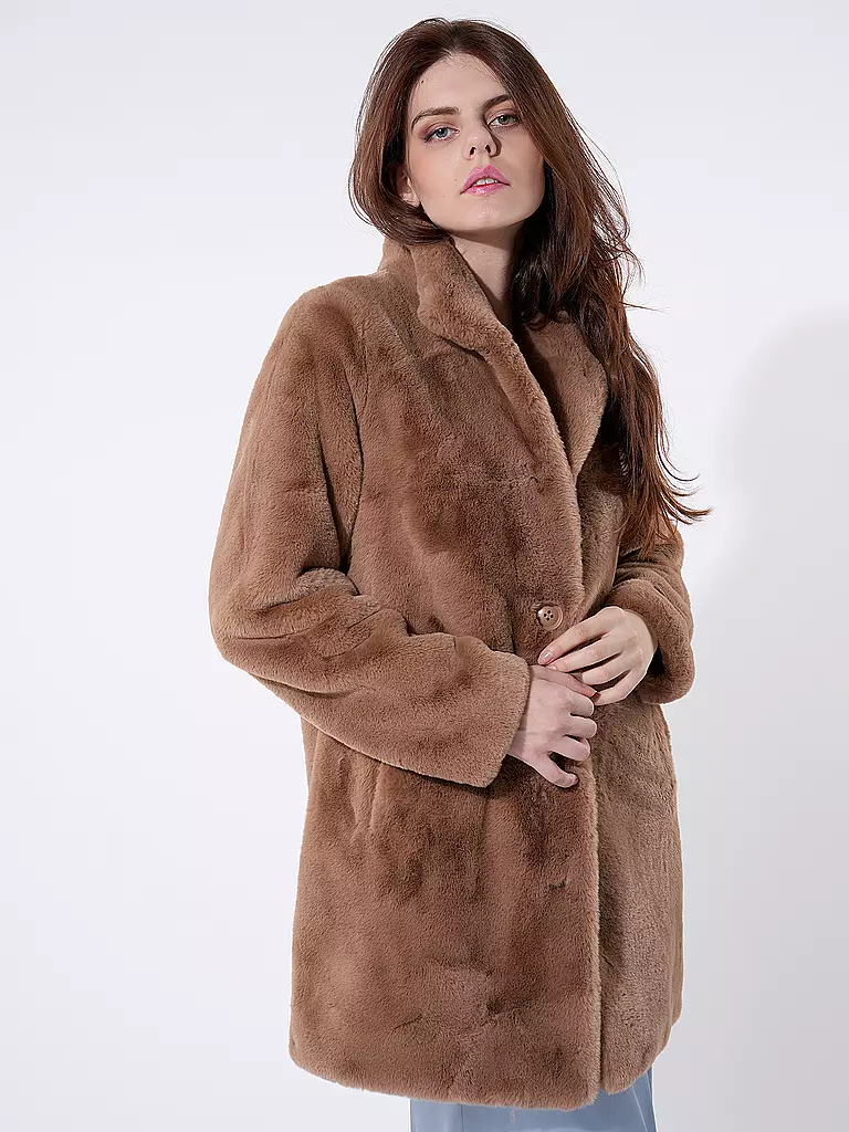 RINO&PELLE Mantel in Felloptik NONNA camel