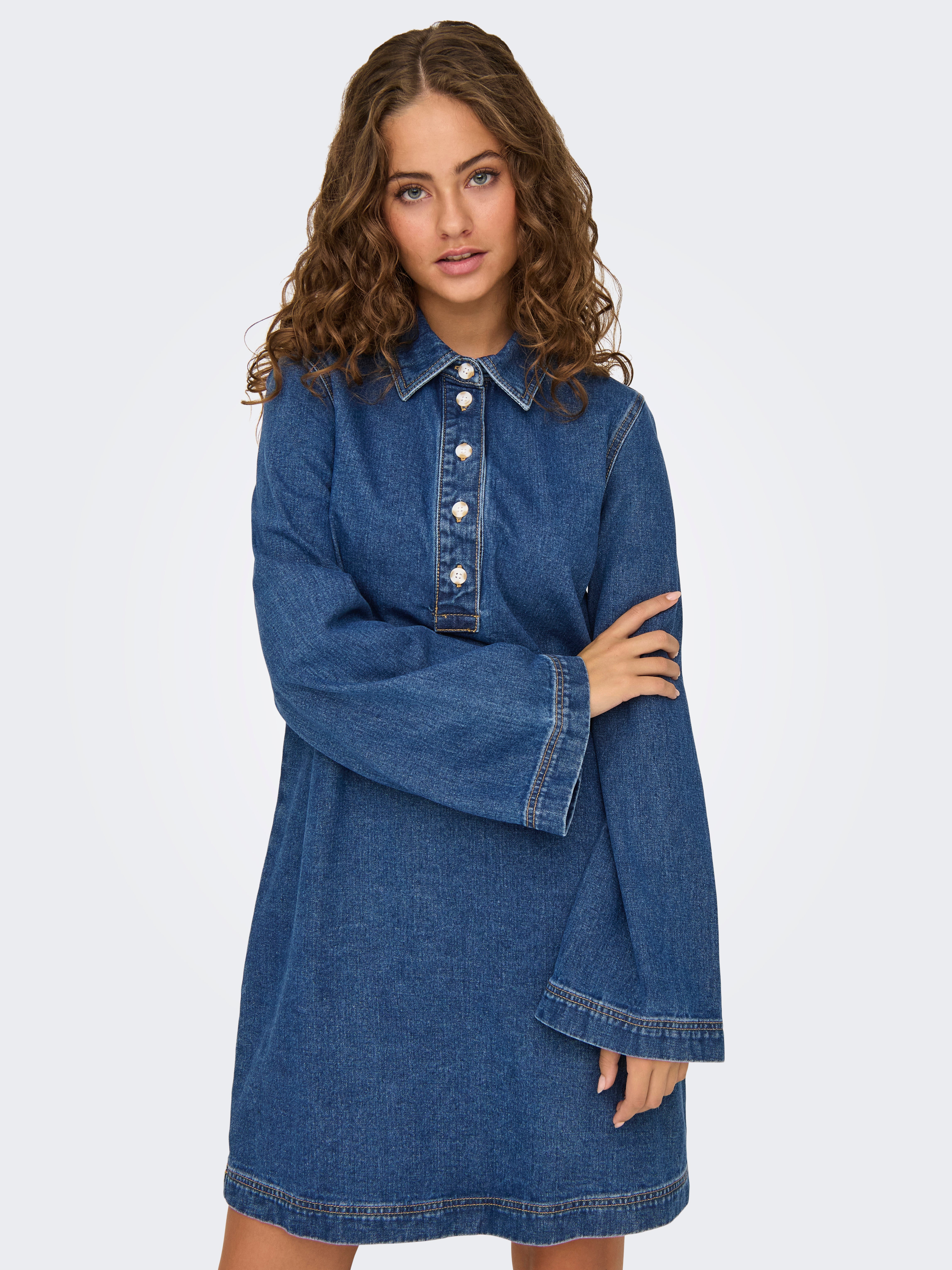 ONLFREYA Kurzes Kleid Medium Blue Denim