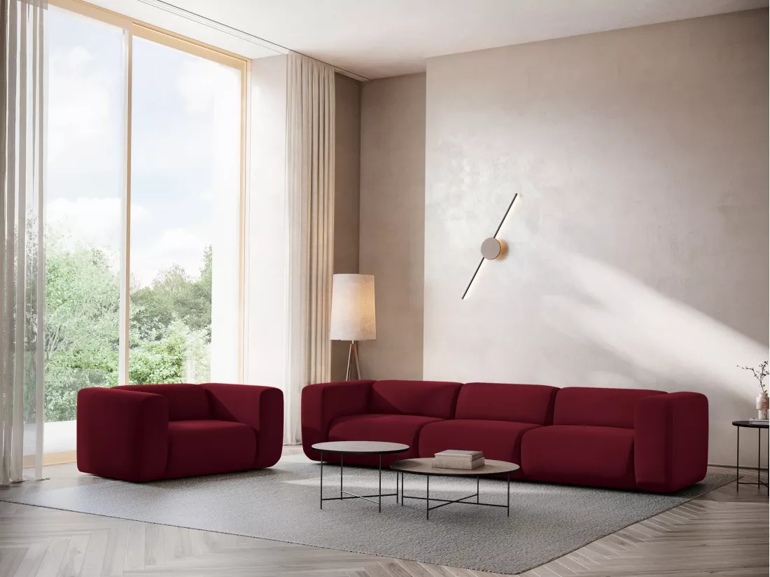 Fauteuil pour canapé modulable en velours - bourgogne - EKAHI