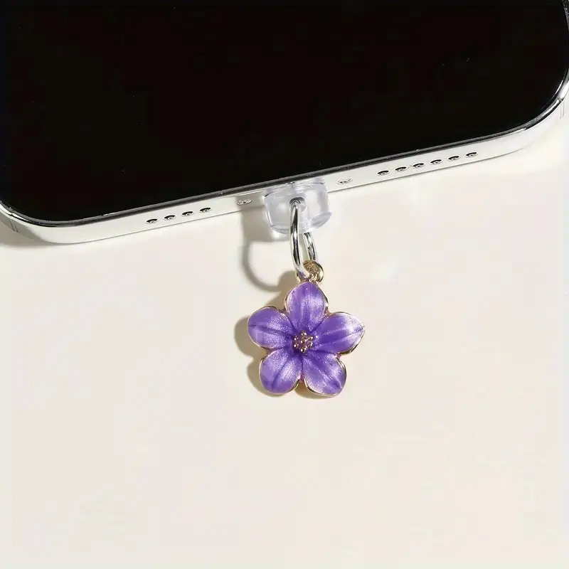 (2er Set) Lightning Anhänger Anti Staub Acryl Schutzstecker Anschlusskappen für Smartphones - Blumen