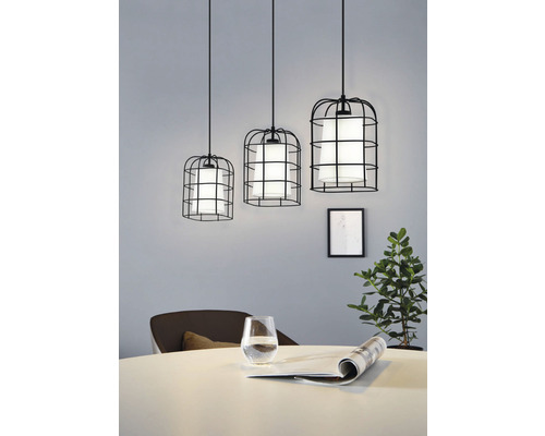 Hanglamp, 3-lichts, HxLxB 110x89x19 cm, zwart/wit