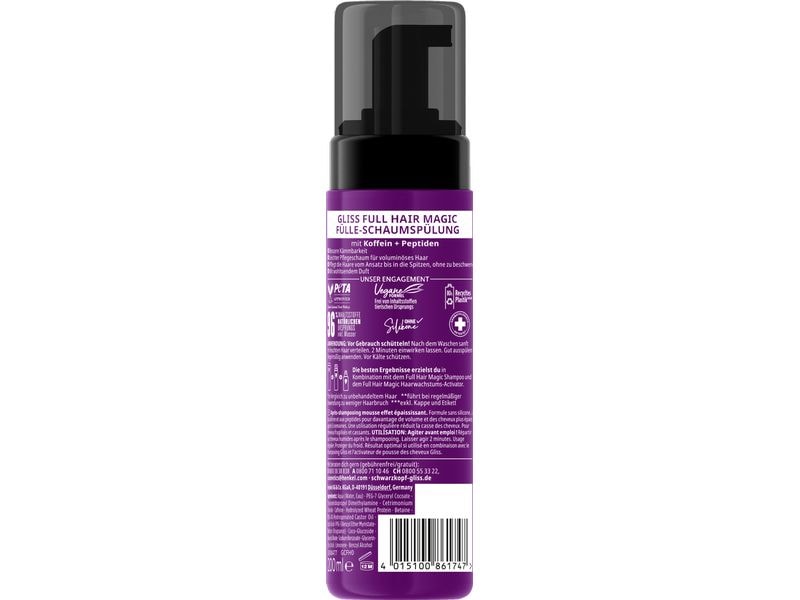 Schwarzkopf GLISS Haarkur Schaum-Spülung Full Hair Magic 20 Pflegespülung pflegt das Haar, ohne zu beschweren