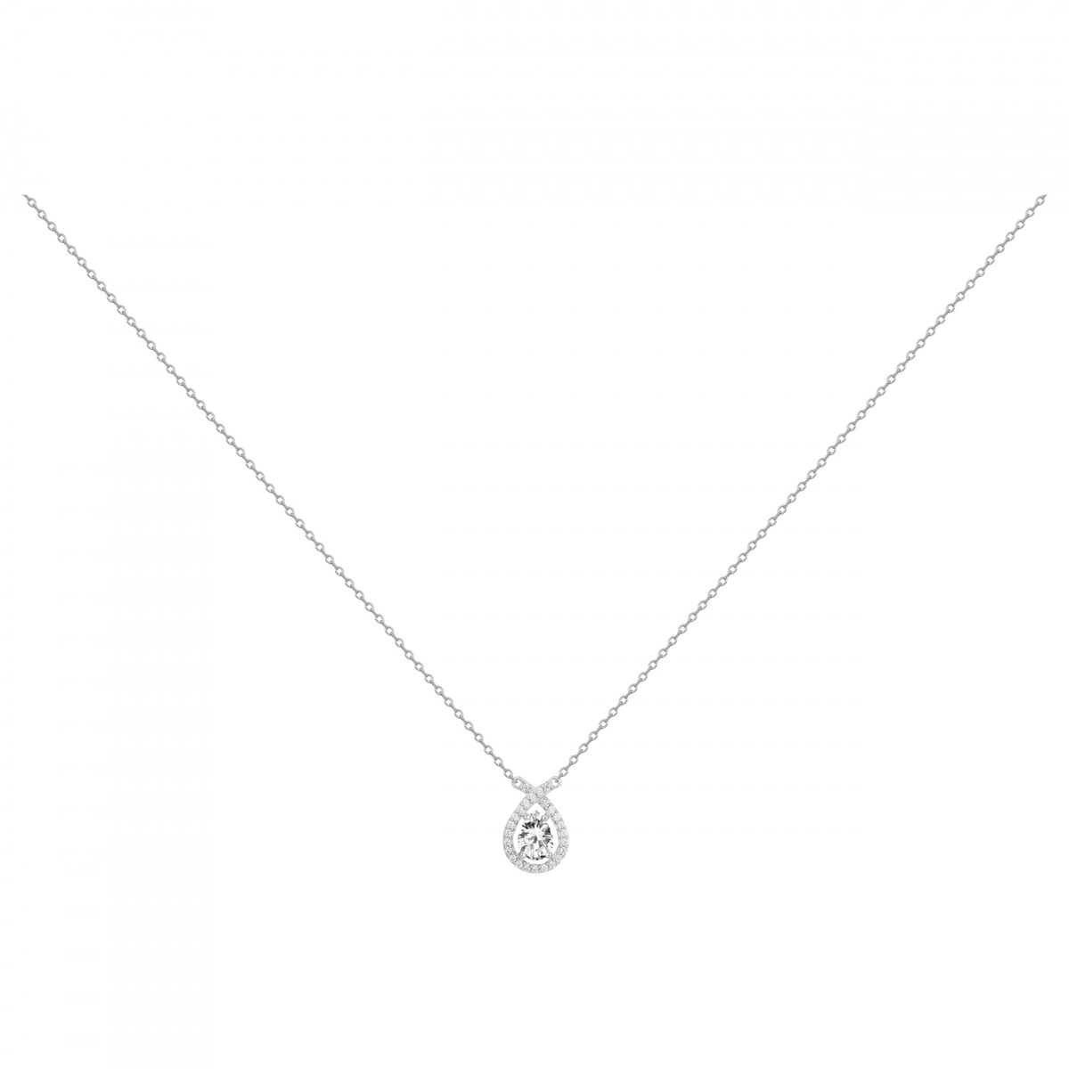 Collier mono-motif en Argent avec oxyde de zirconium blanc