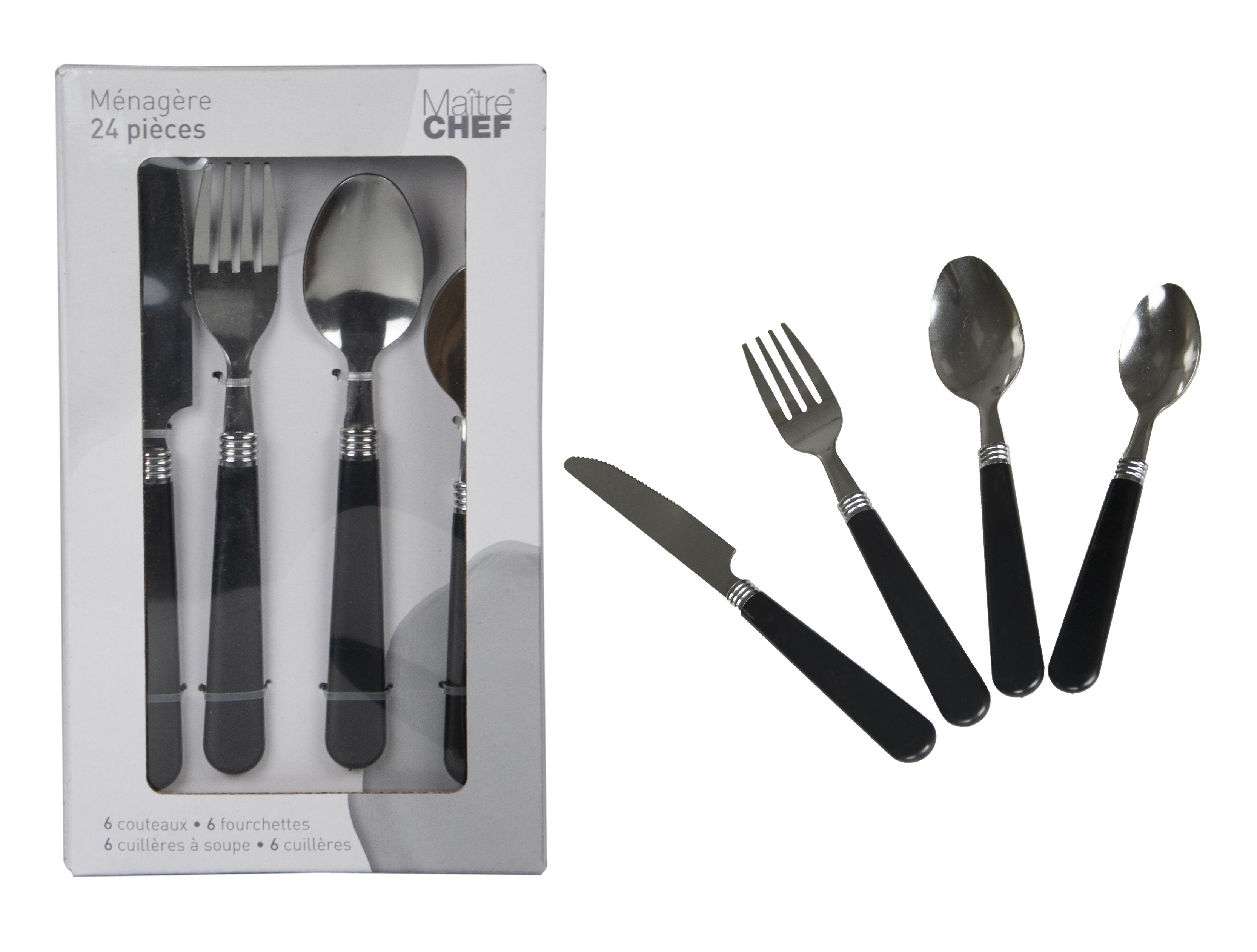 MENAGERE 24 PIECES BISTROT NOIR