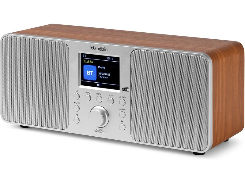 Audizio DAB  Radio Genua Silber DAB  Radio mit Stereo Lautsprecher und Bluetooth