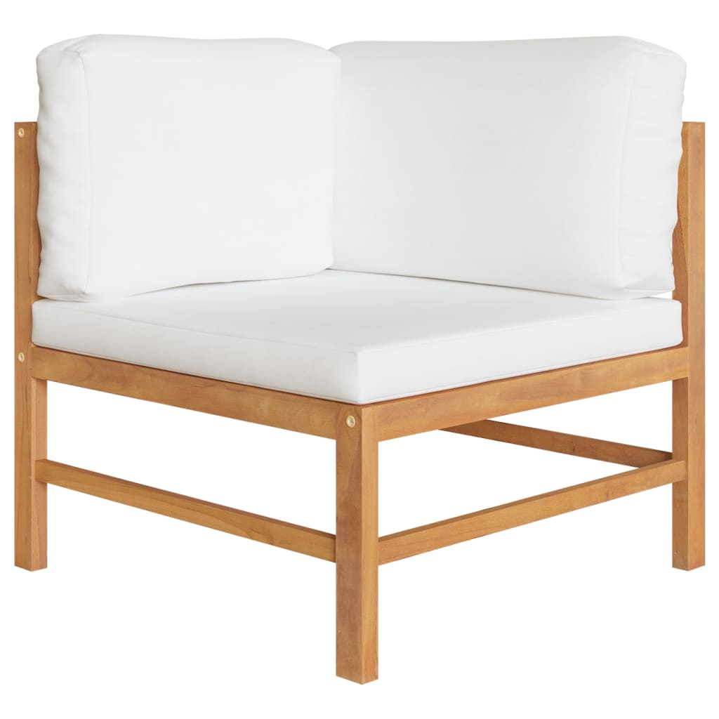 Salon de jardin meuble d'extérieur ensemble de mobilier 4 pièces avec coussins crème bois de teck solide