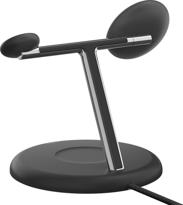 Belkin BoostCharge Pro 3-i-1 Qi2 trådløs opladningsstander (sort)