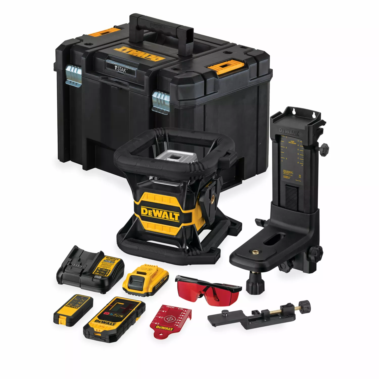 DeWALT DCE080D1RS 18V Rotatie laser set incl. ontvanger in koffer - Rood - 30m - IP67