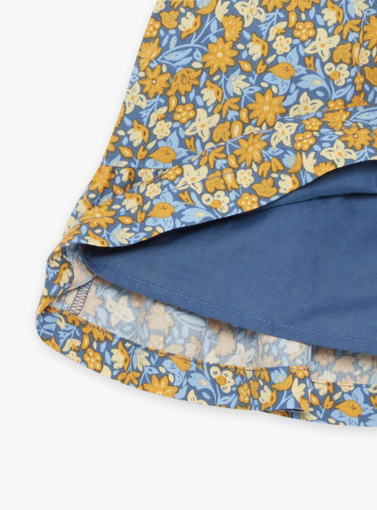Robe à volants bleu marine à fleurs
