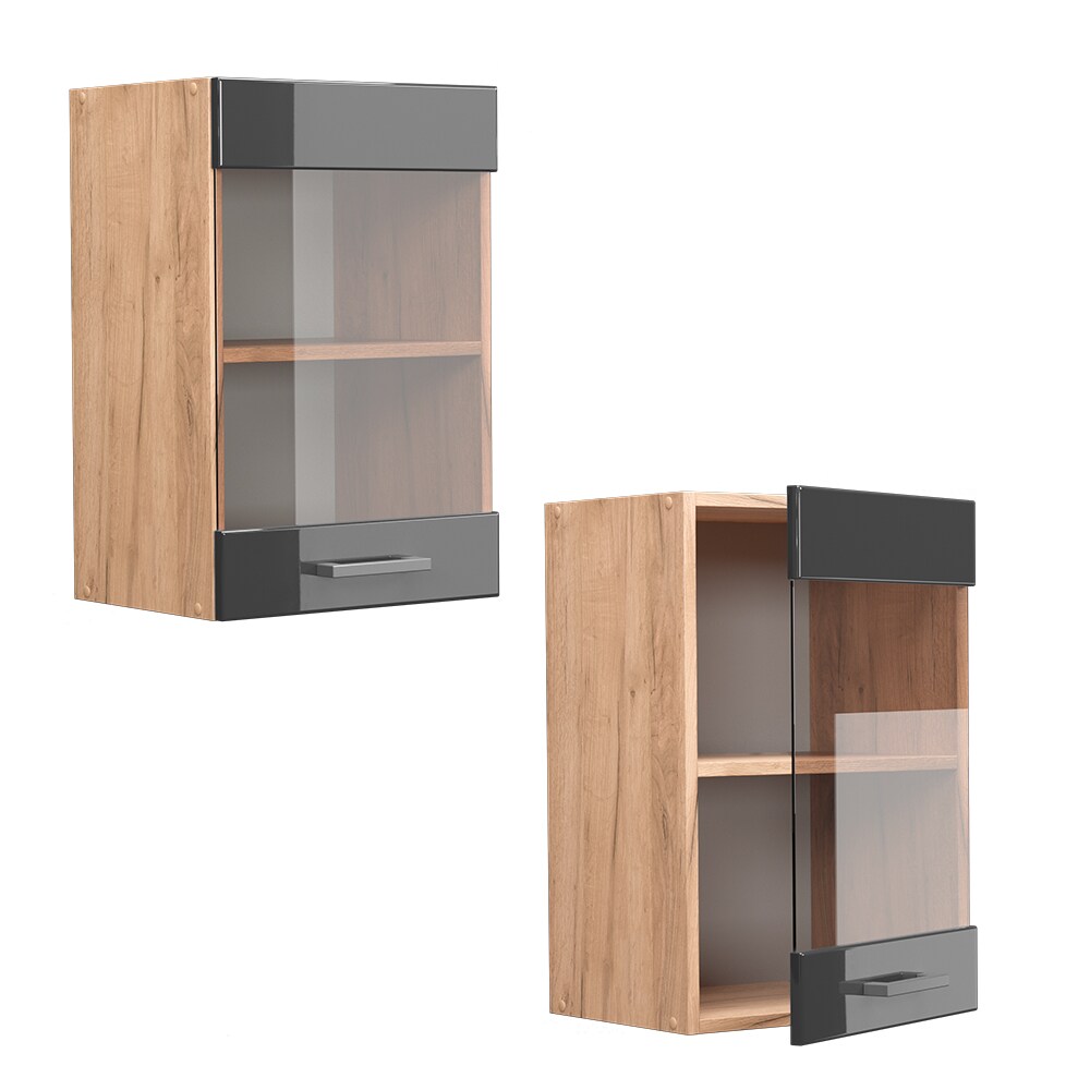 Vicco Hängeglasschrank Küchenschrank Küchenzeile R-Line 40 cm Goldkraft Anthrazit