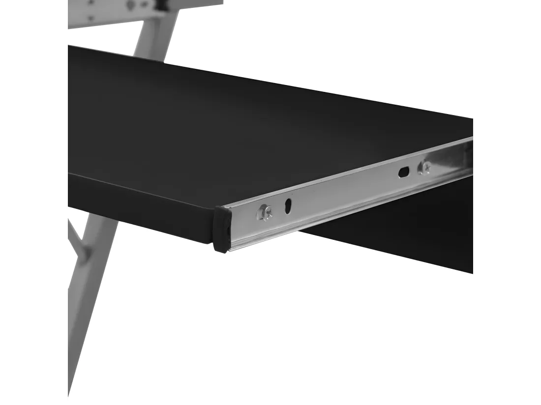 Bureau d'ordinateur compact avec plateau à clavier Noir