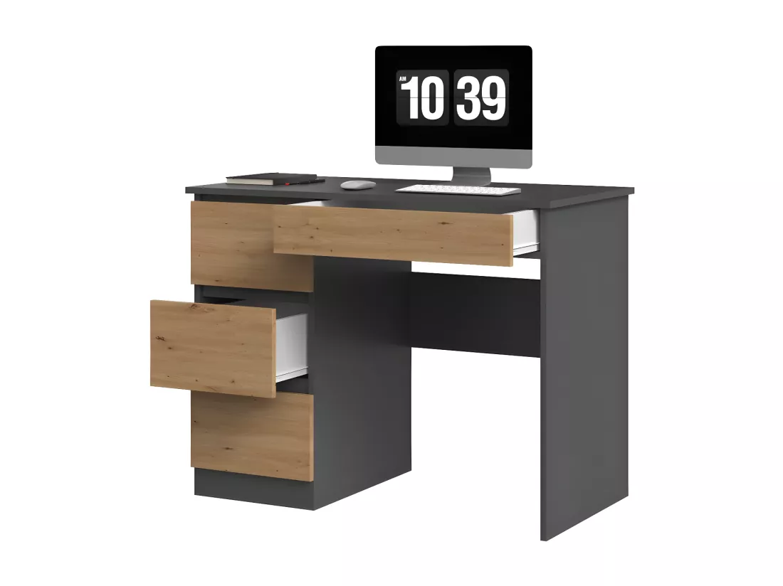 MESO - Bureau droit style moderne bureau/chambre - 98x51x76 cm - 4 tiroirs