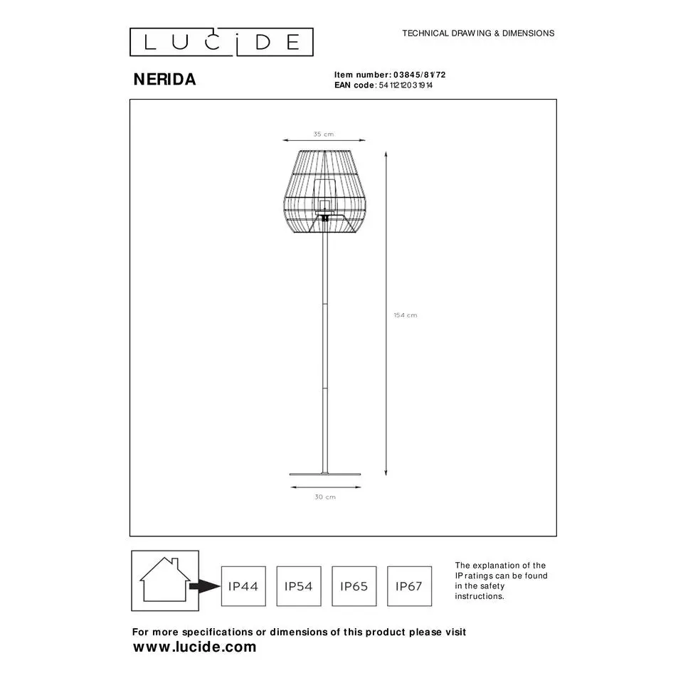 Lucide NERIDA Vloerlamp - Naturel