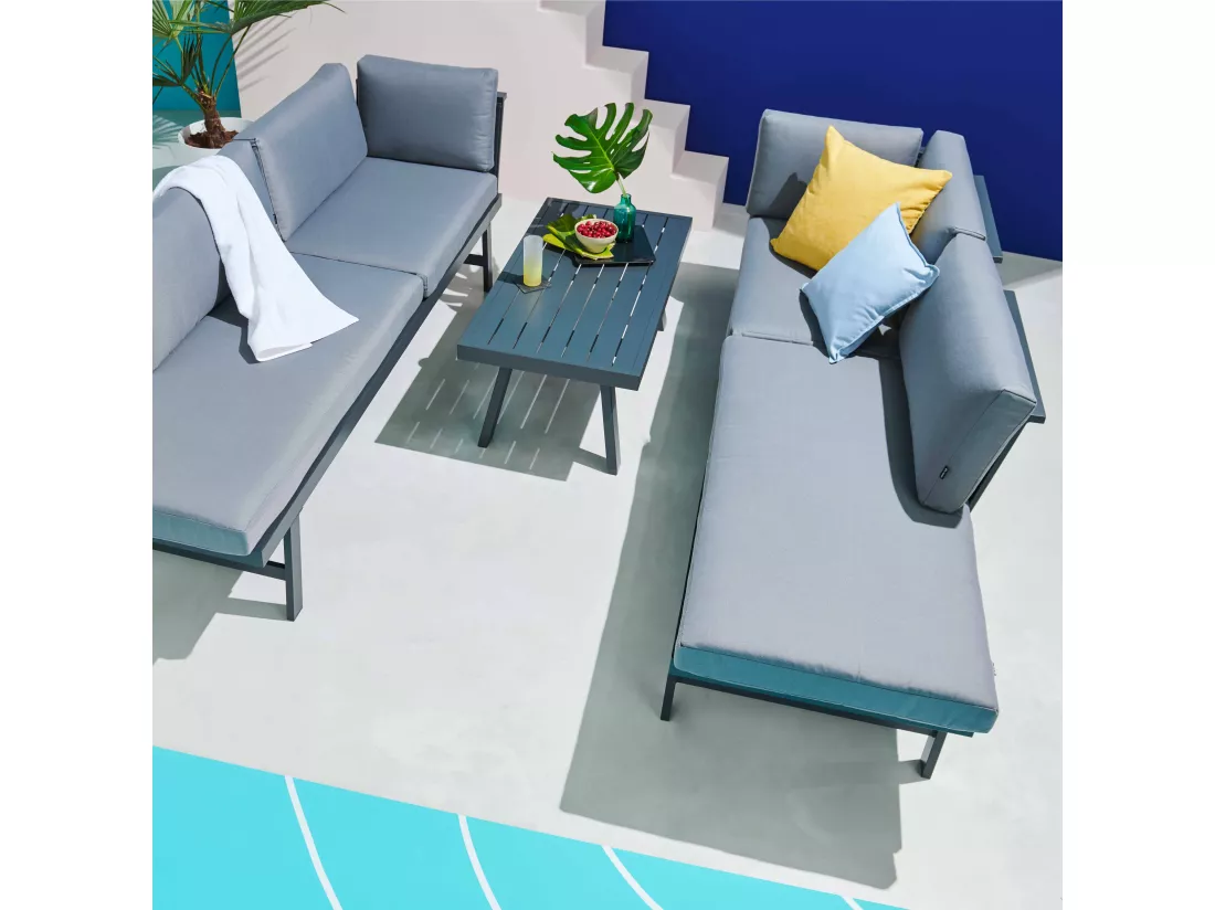 Salon de jardin modulable 8 places en aluminium
