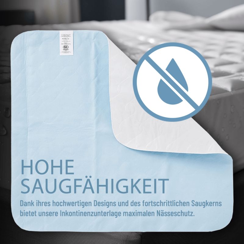 IEA Medical waschbare und flüssigkeitsdichte Bettunterlage für Inkontinenz