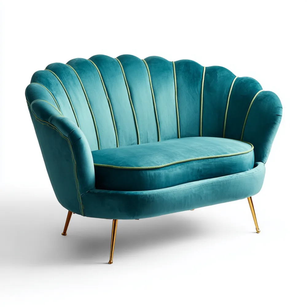 2-Sitzer-Sofa Samtbezug 120x85x80 cm – Türkis – Vintage Design