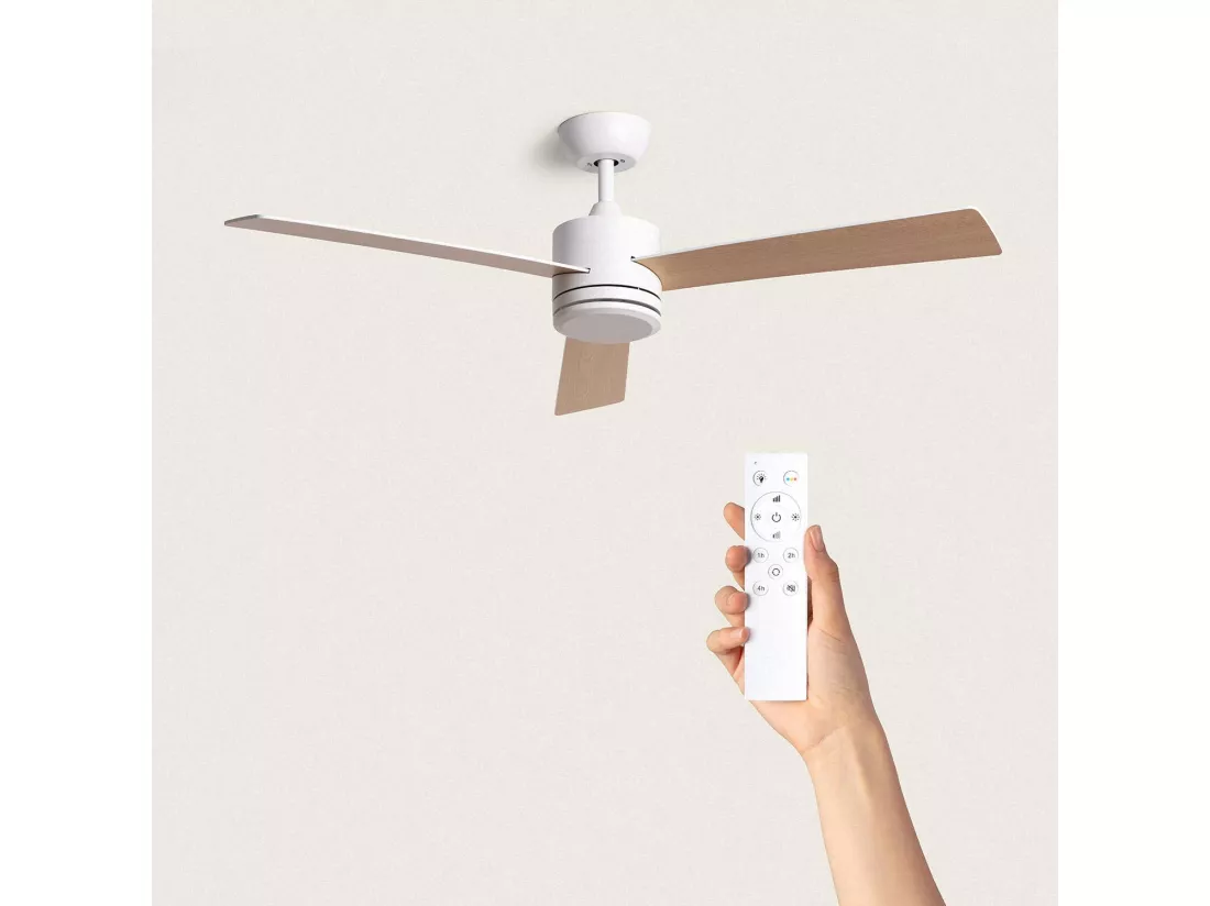 Ventilateur de Plafond Silencieux Fleves 132cm Motor DC Bois clair Télécommande Sans lumière Non Blanc