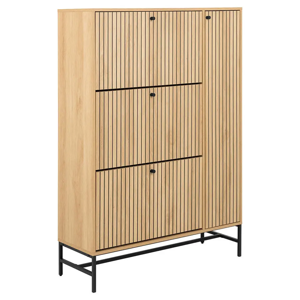 Hioshop Dylan schoenenkast 3 lades 3 planken natuur