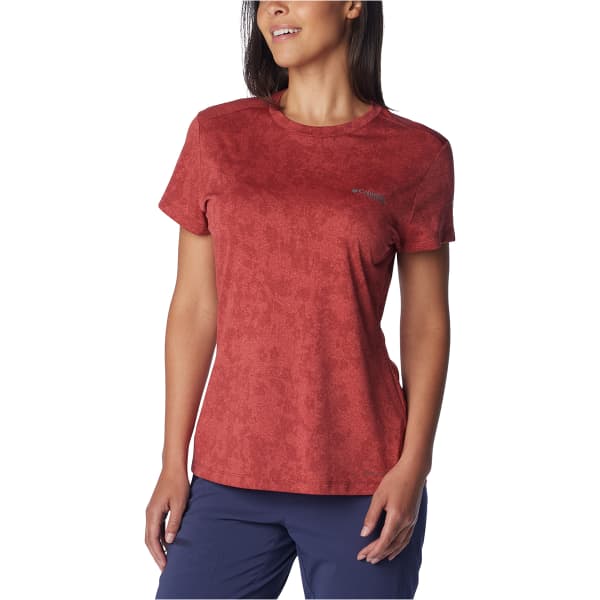 T-shirt randonnée COLUMBIA W BLUEBIRD CANYON SHORT SLEEVE CREW JUICY POPFLORID JAQUARD
