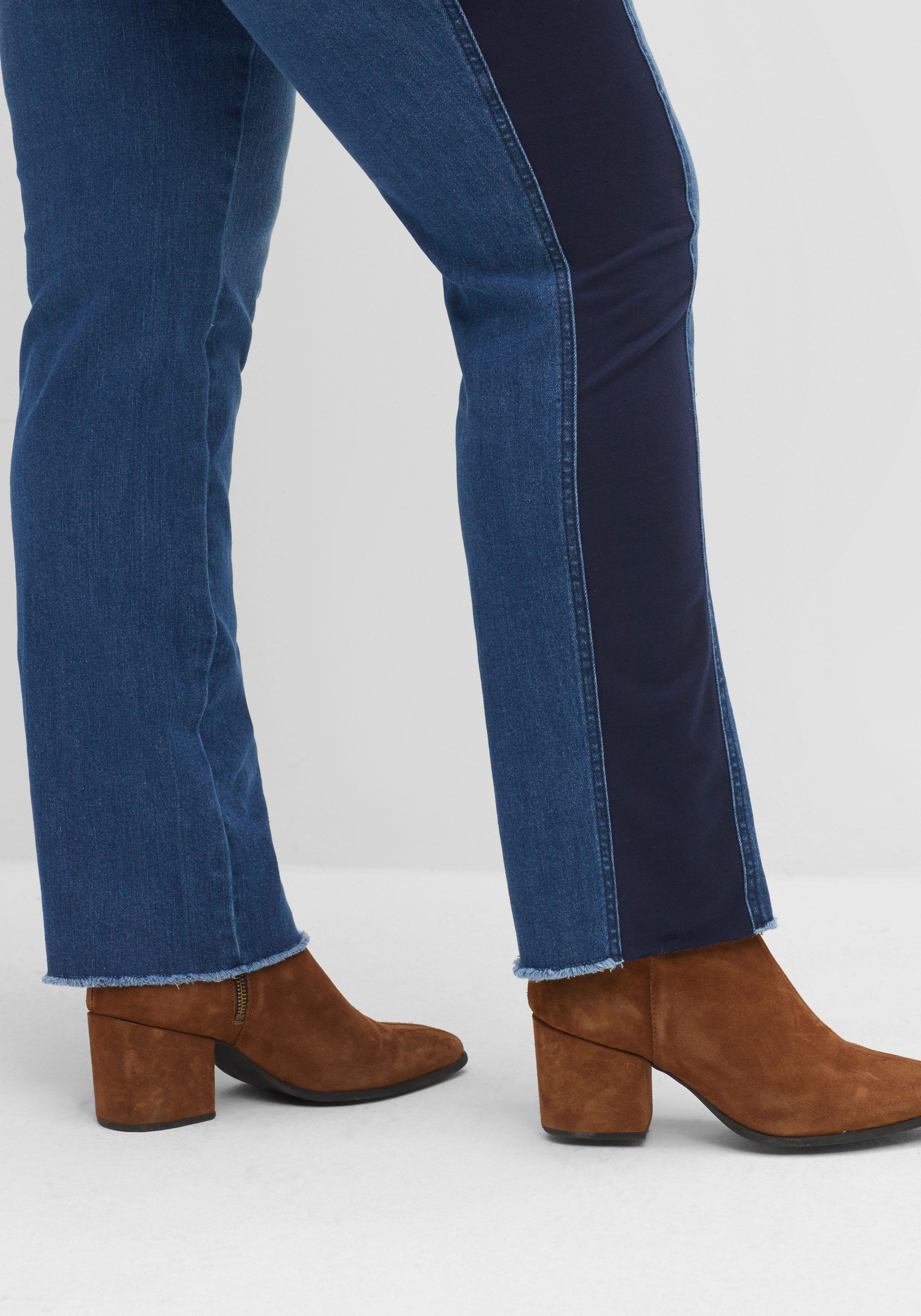 Gerade Jeans mit Jersey-Einsätzen seitlich am Bein