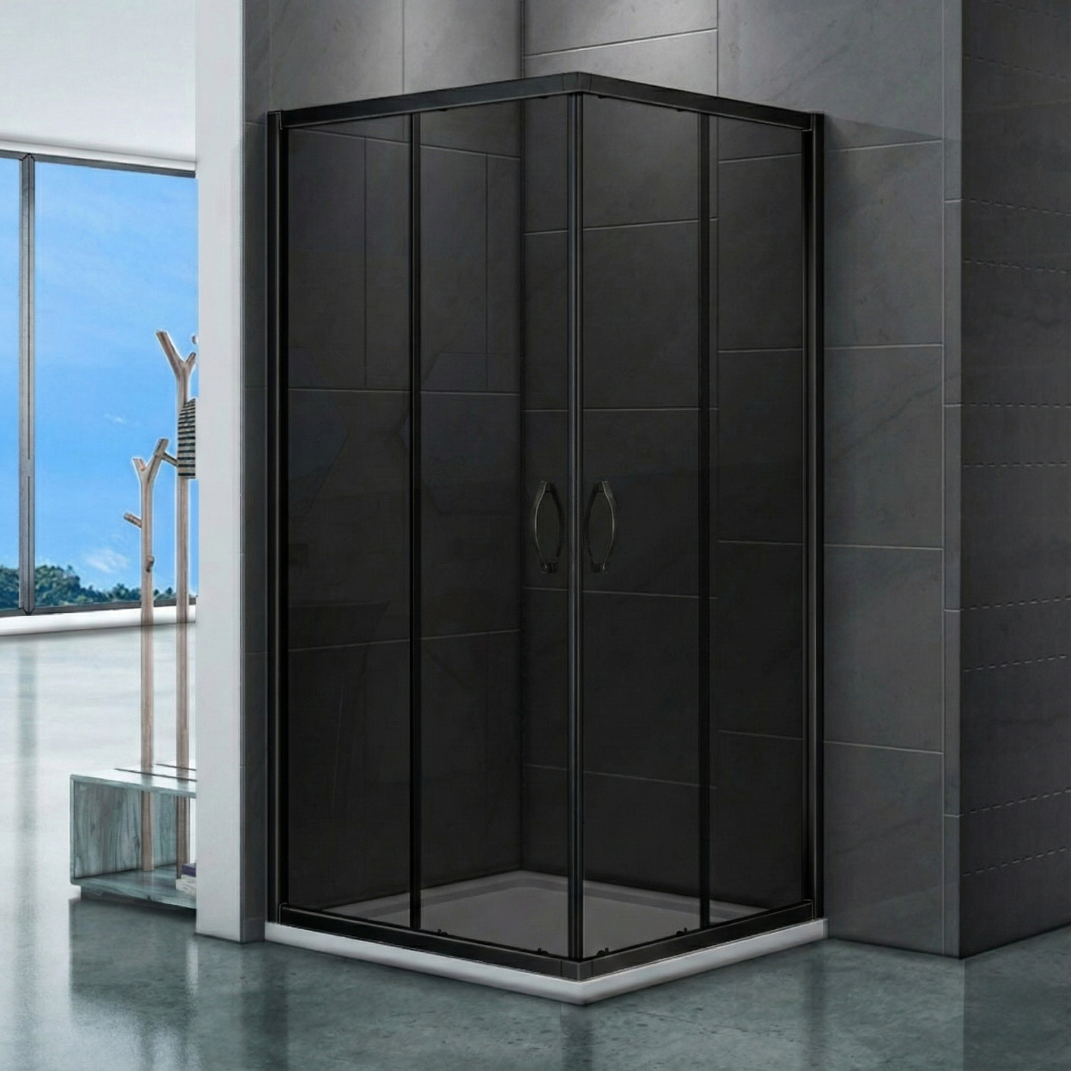 Kerra Tiara Square vierkante douchecabine 80x80 met zwarte profielen