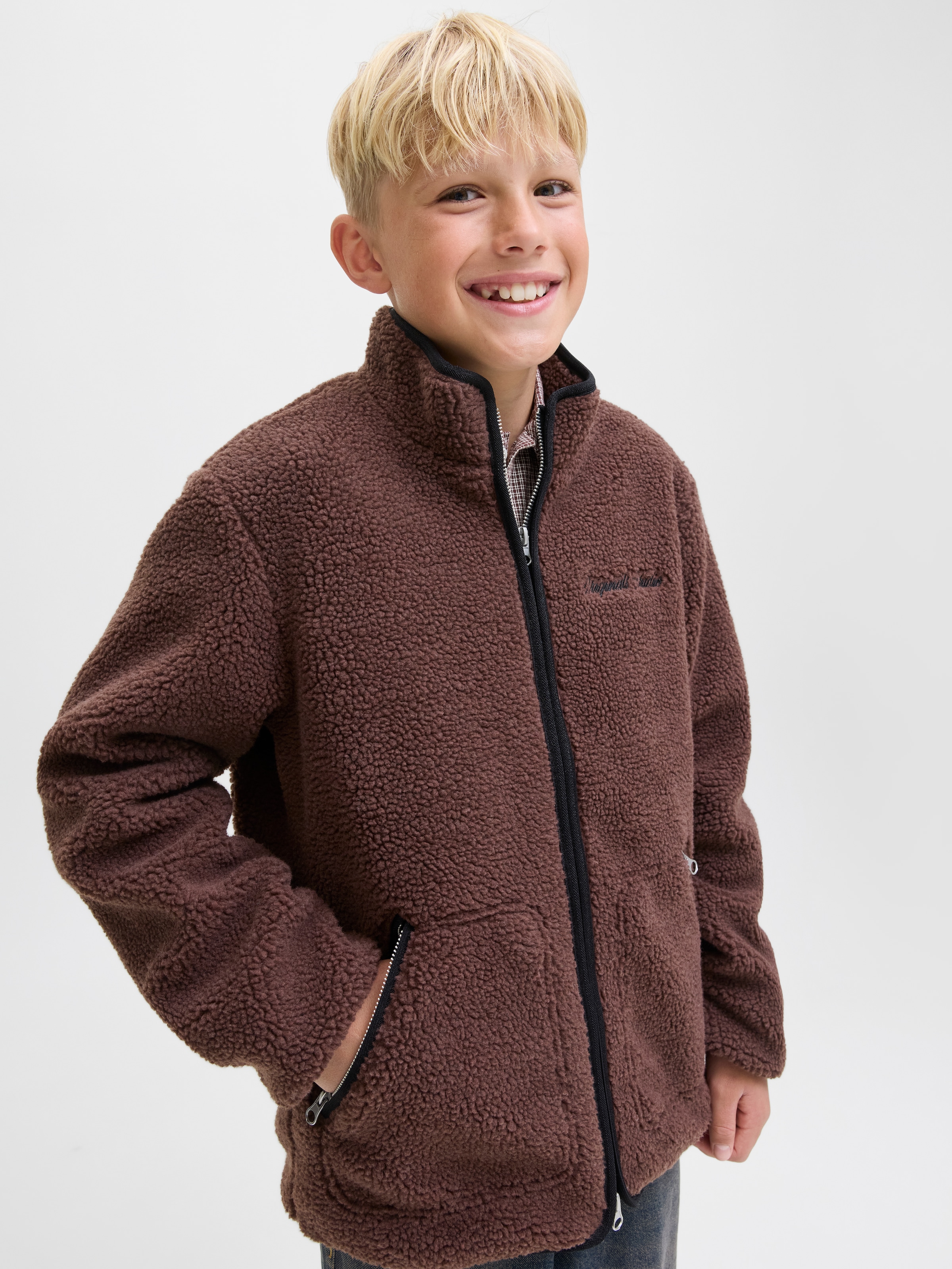 Jack & Jones Junior Fleecejacke »JORNORREBRO TEDDY JACKET JNR« ohne Kapuze Mit stylischem Muster