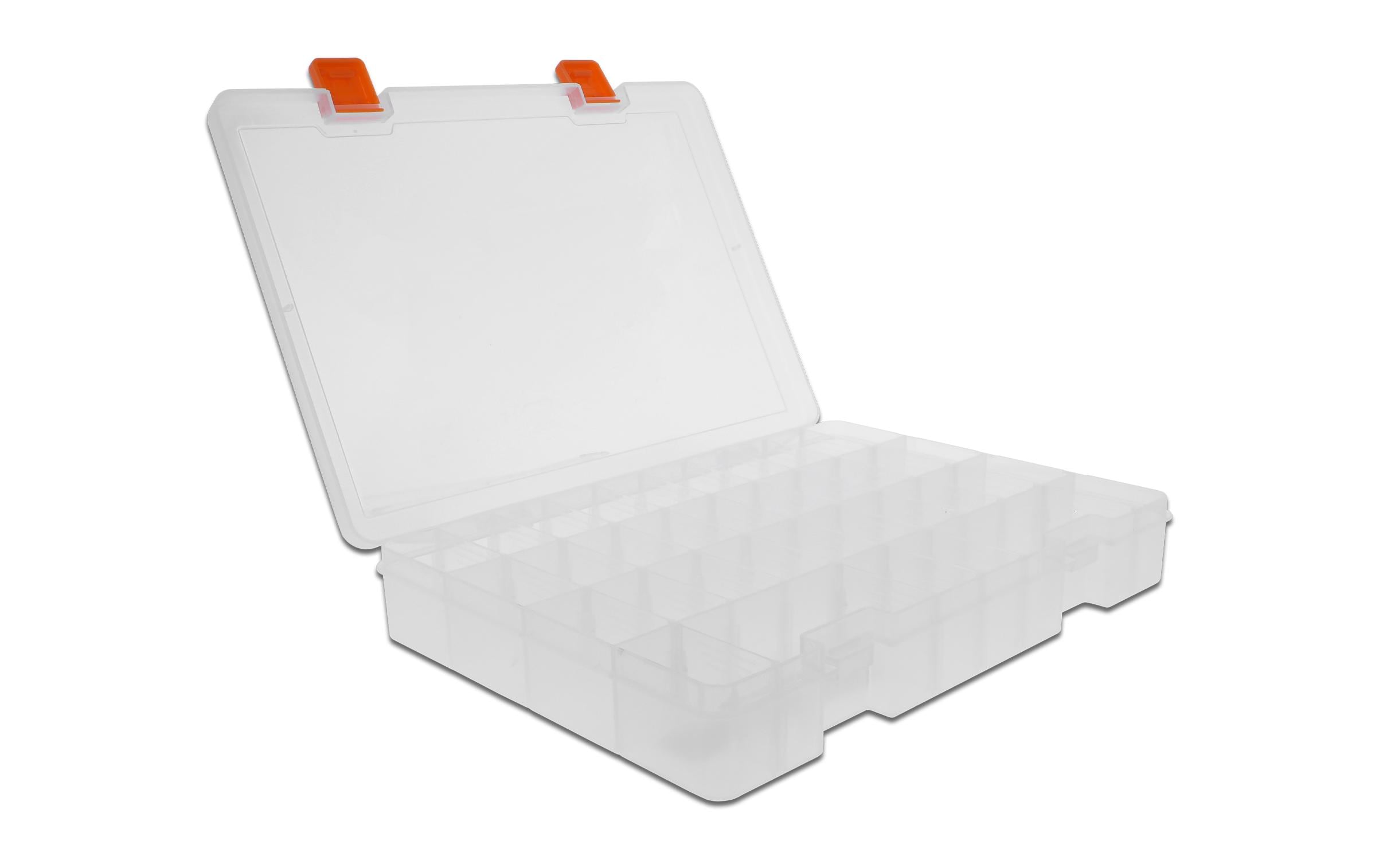 Sortimentskasten Leerbox 36 FächerDelock Transparente Leerbox aus Kunststoff mit 36 Fächern