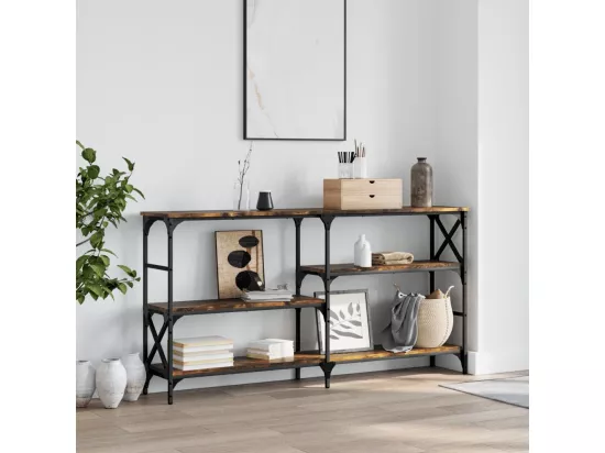 Table console chêne fumé 150x29x76,5 cm bois d'ingénierie