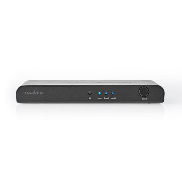 Nedis HDMI ™ Switch | 3-Port port(s) | 3x HDMI™ Inngang | 1x HDMI ™ -utgang | 4K@60Hz | 18 Gbps | Fjernstyrtkontrolert | Metall | Antrasitt