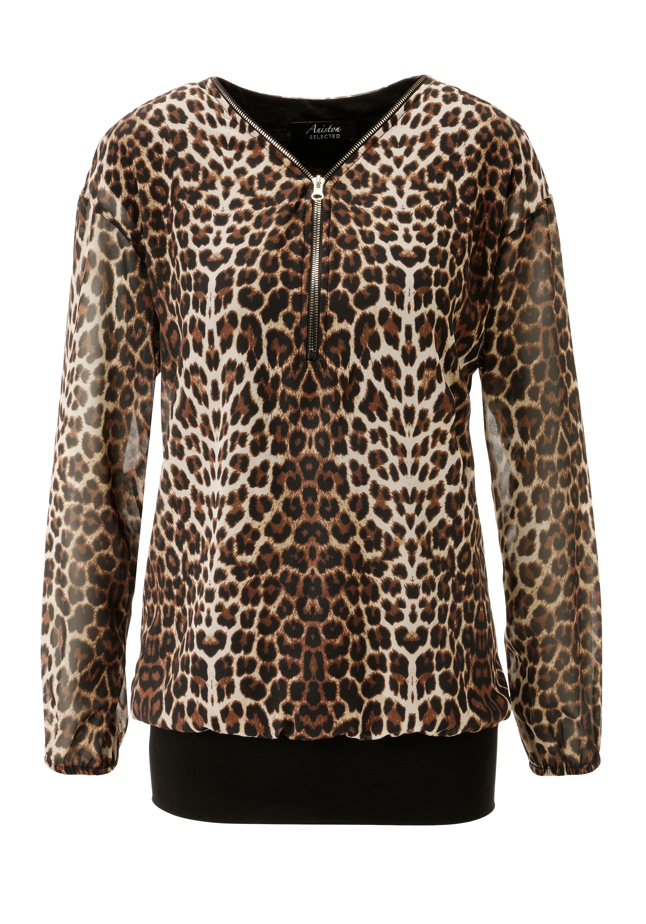 Aniston SELECTED Chiffonbluse , mit goldfarbenen Reissverschluss am Ausschnitt - NEUE KOLLEKTION