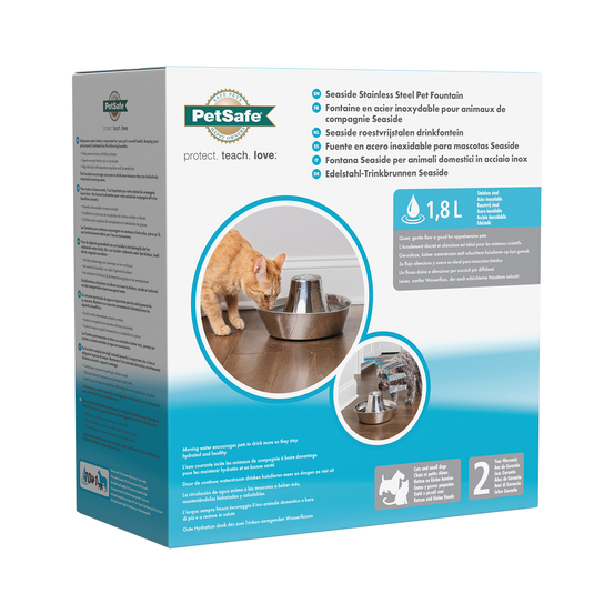 Fontaine en acier inoxydable pour animaux de compagnie Seaside 1.8L