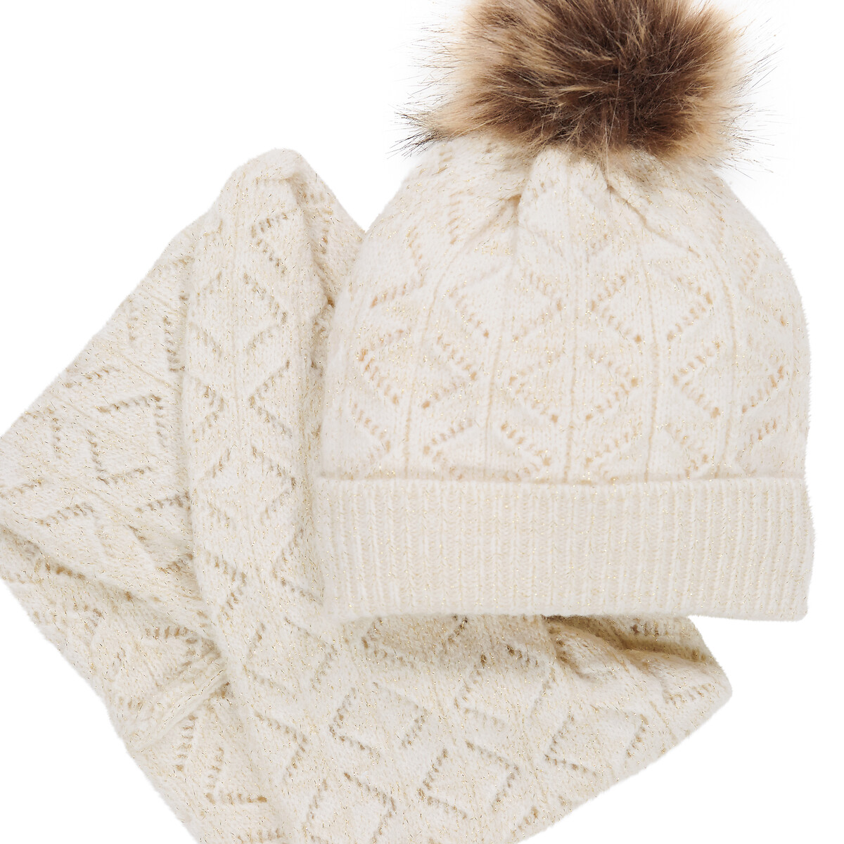 COLEÇÕES LA REDOUTE<br>Conjunto de gola alta em tricô pointelle