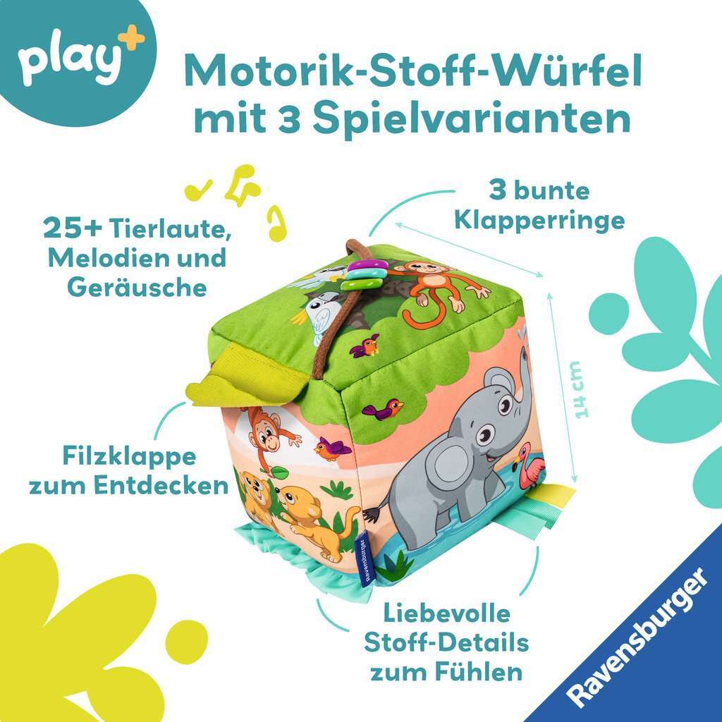 Ravensburger Spiel Play+ Motorik-Musik-Spiel-Würfel: Wilde Tiere
