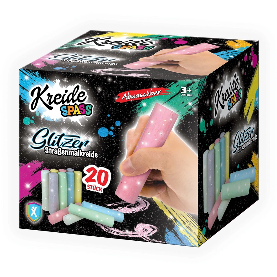 XTREM Toys and Sports - KREIDESPASS Glitzer Straßenmalkreide, 20 Stück