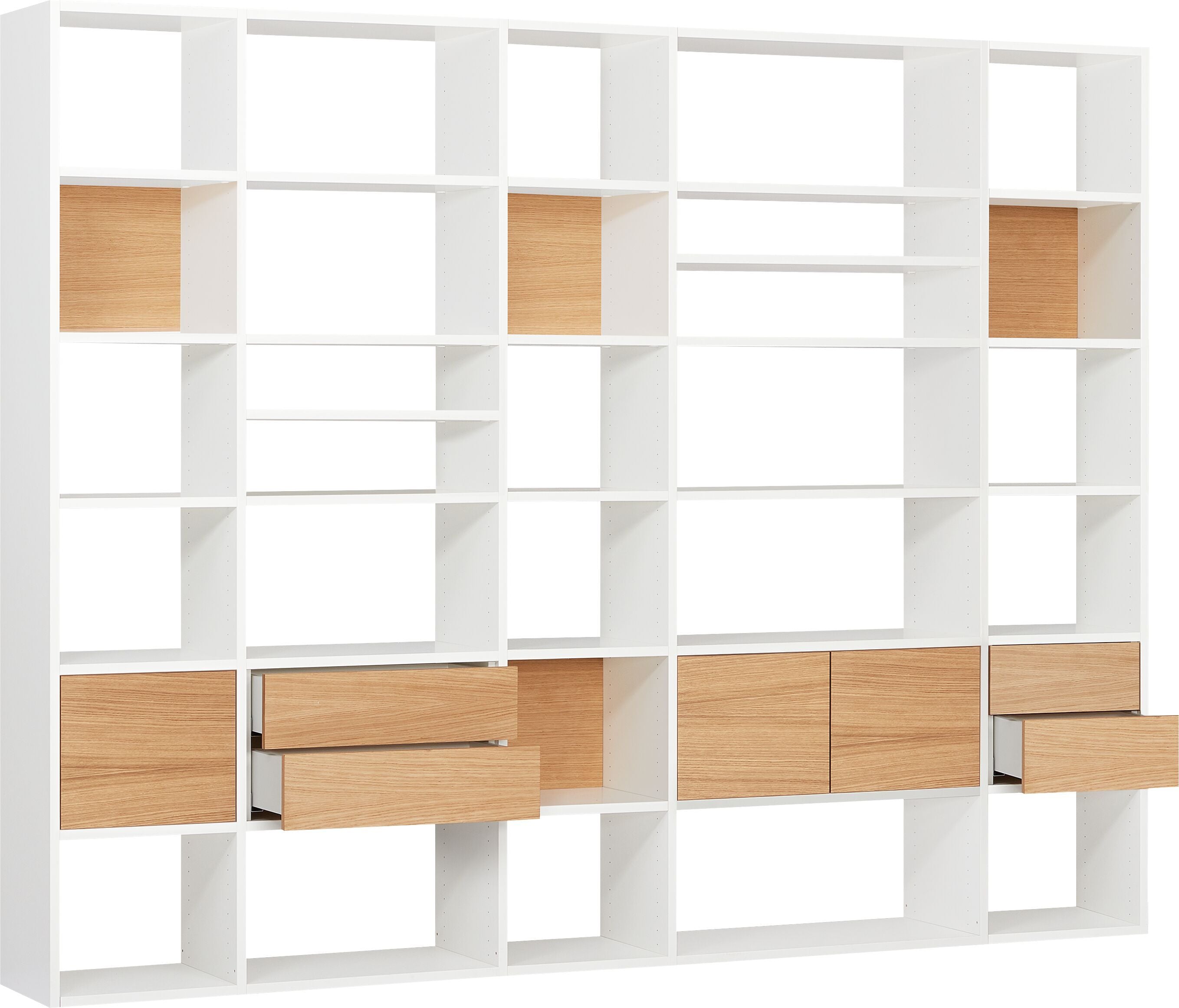 TARA Regal - Weiss / Eiche / B: 274.0 cm x T: 36.0 cm x H: 215.0 cm