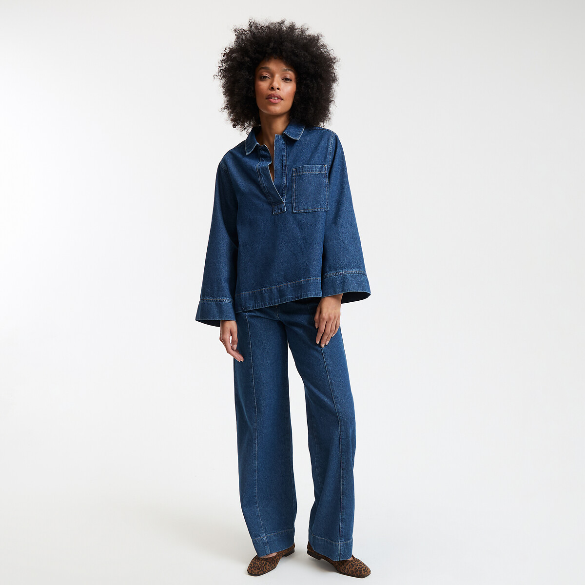 LA REDOUTE COLLECTIONS<br>Jaqueta camisa jeans de algodão