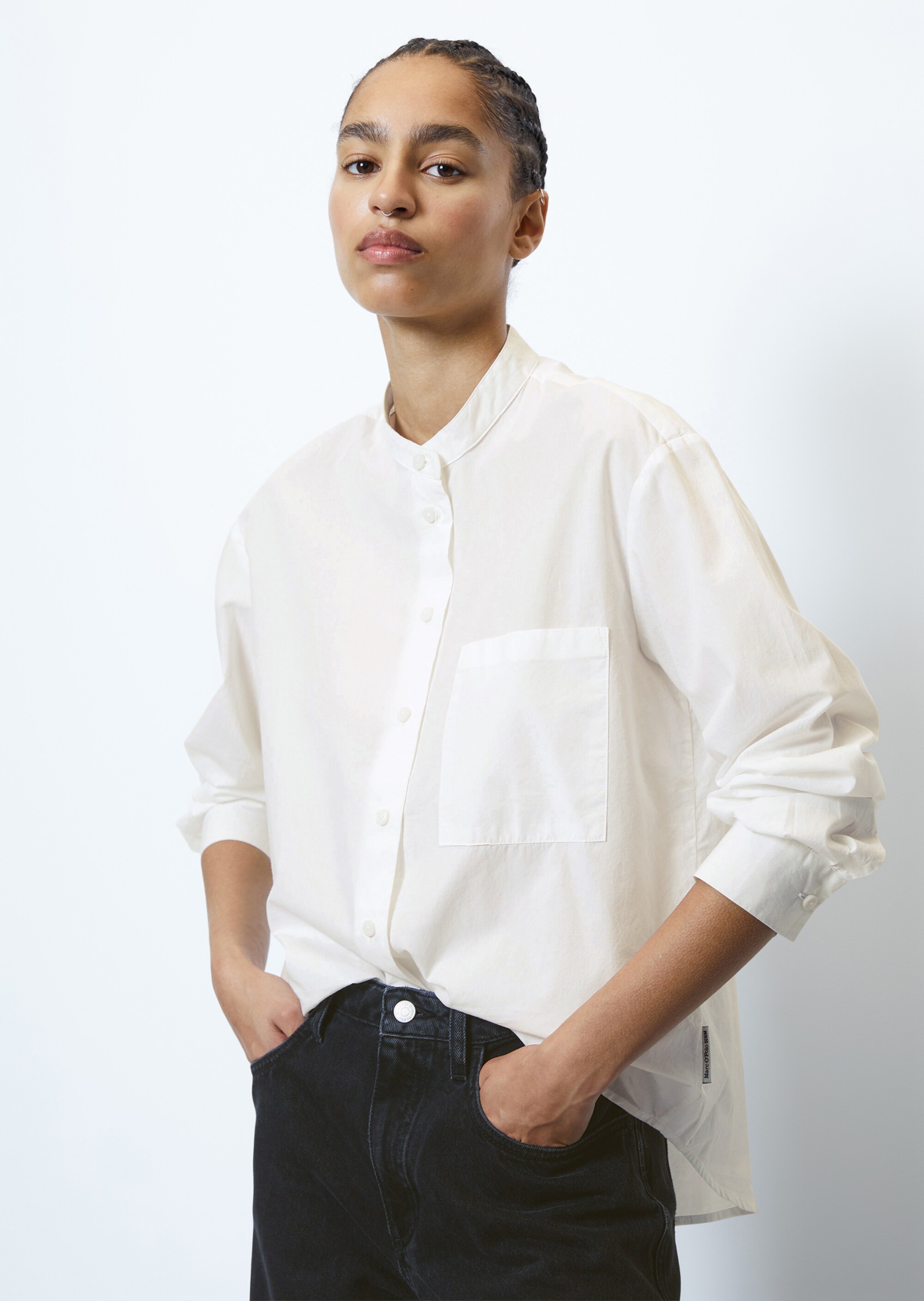 Langarm-Blusenshirt loose aus Organic Cotton