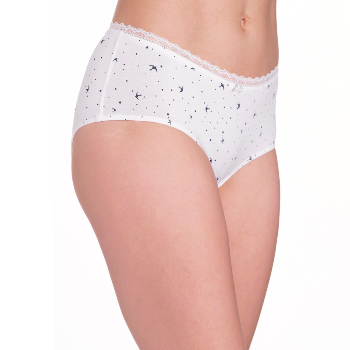 Gina Benotti 3 Damen Pantys mit Spitze dunkelblau / weiss