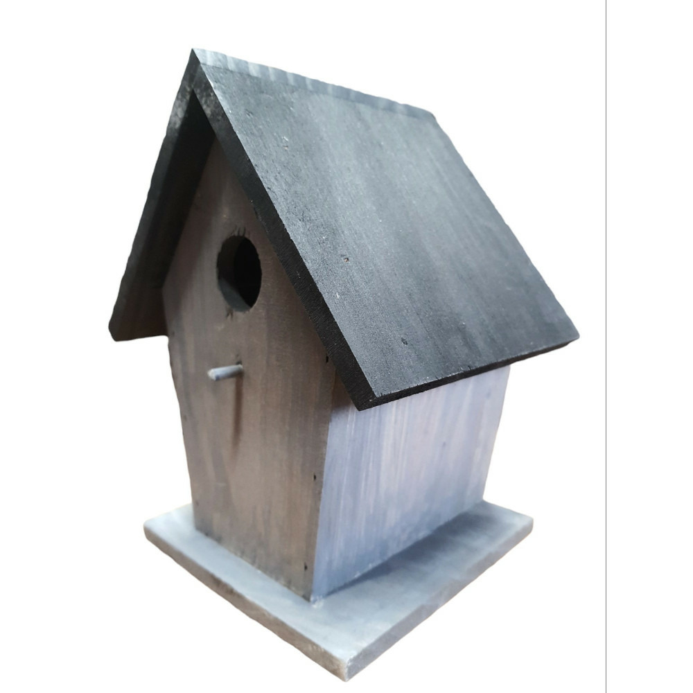 Nichoir pour oiseaux 18.5 x 15 x 23 cm en bois gris / noir