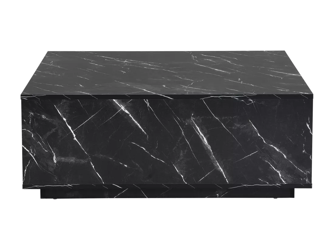 Table basse avec 2 tiroirs en MDF - Effet marbre noir - ANTRIM de Pascal Morabito