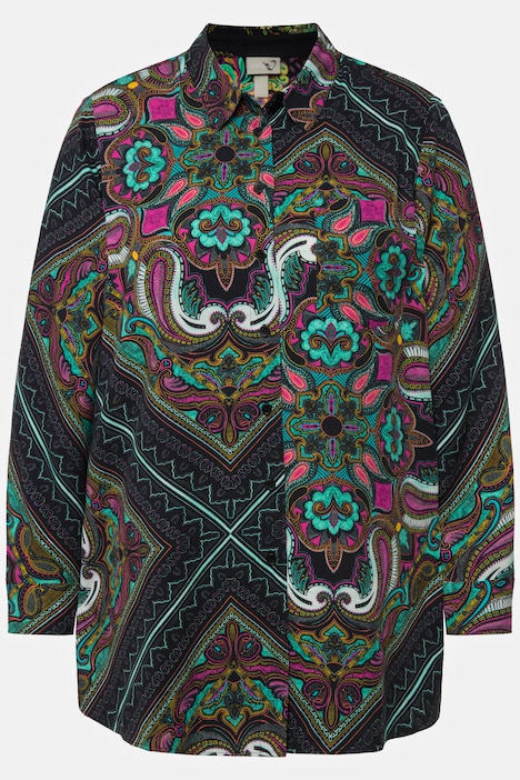 Hemdbluse, bedruckt, Hemdkragen, Langarm