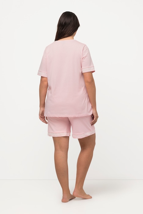 Pyjama, Spitzenbänder, Rundhals, Halbarm