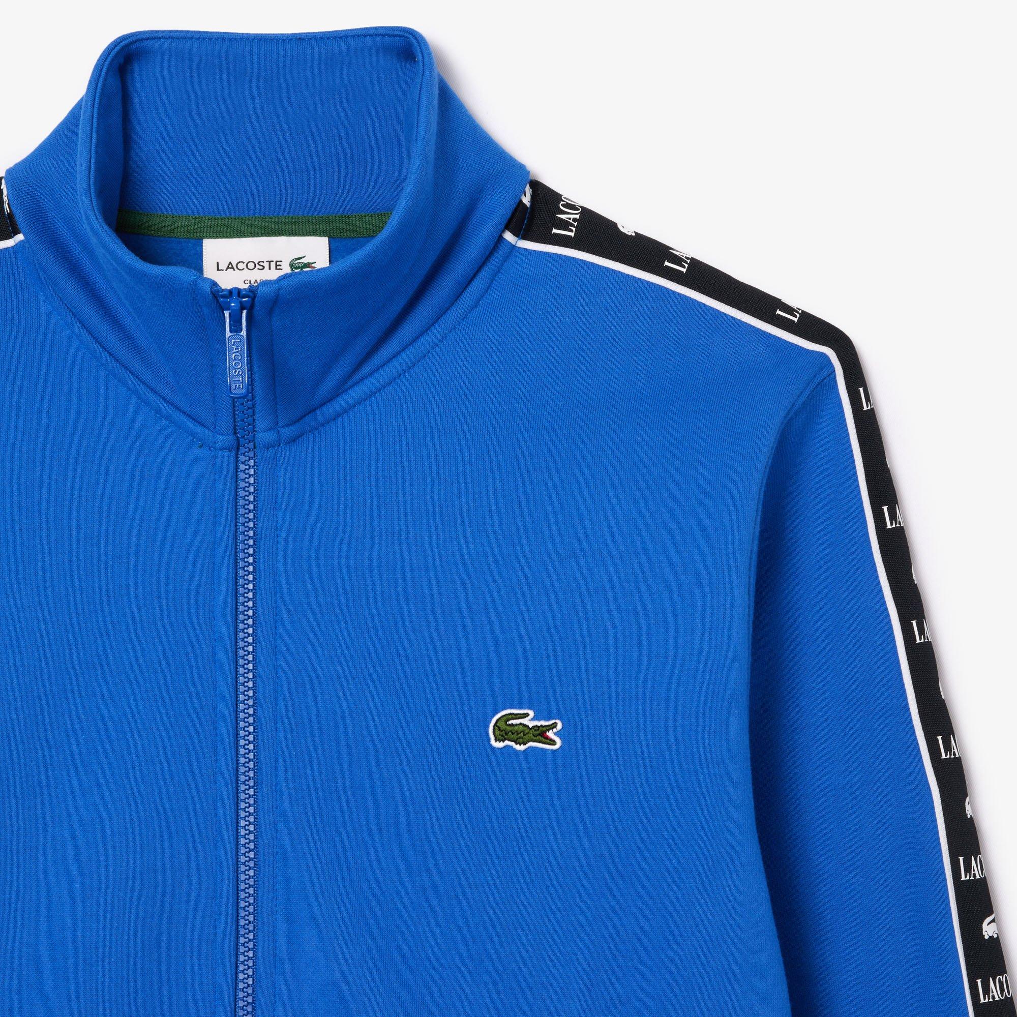 Lacoste Logo Stripe Zip Up Sweatshirt