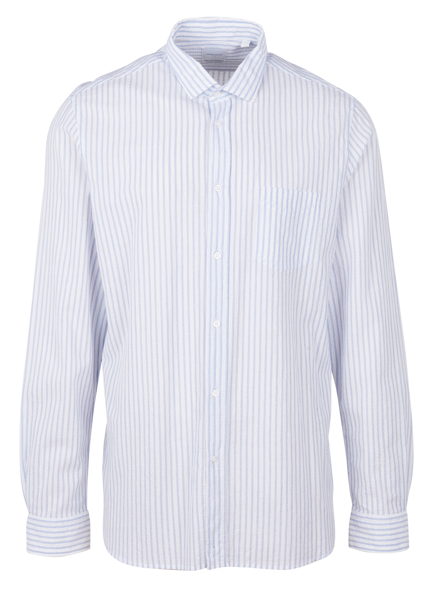 Chemise col classique à rayures en coton | Blanc