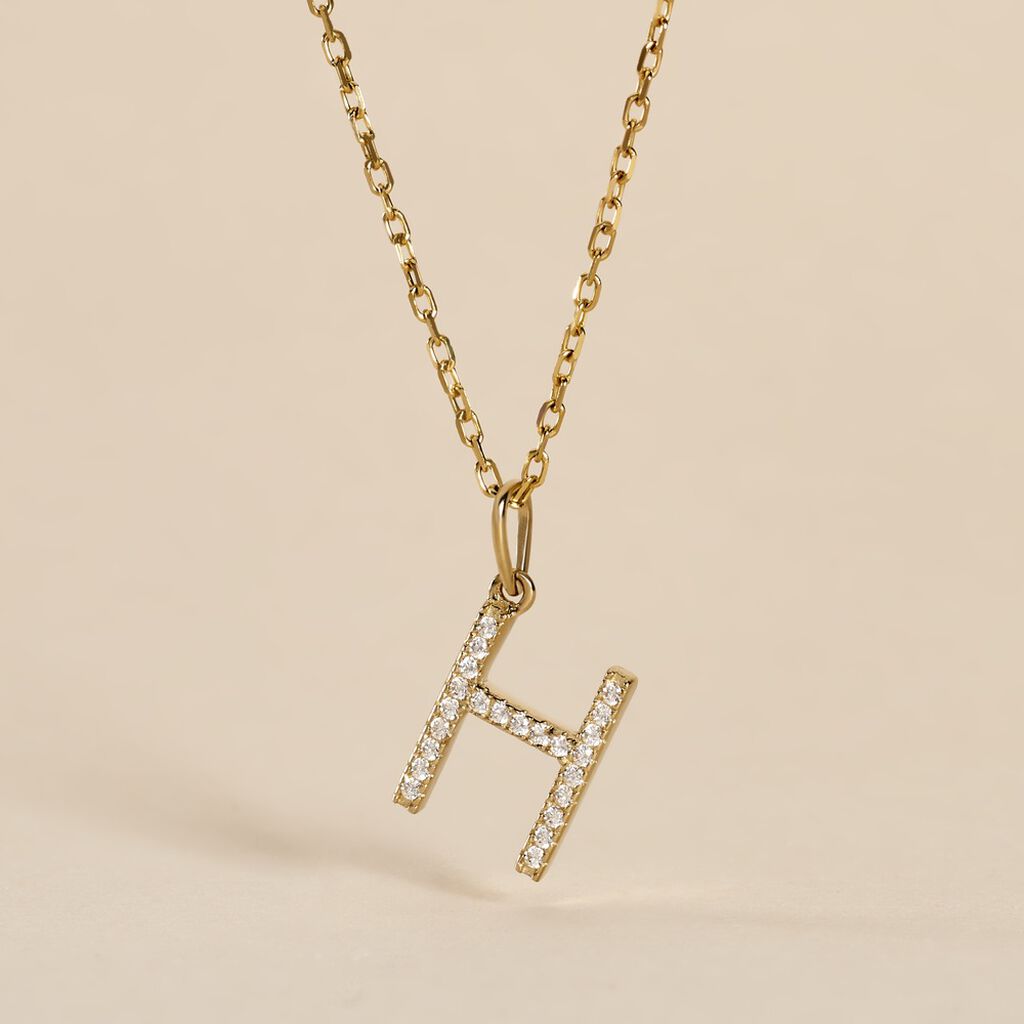 Pendentif Lettre H Or Jaune Oxyde