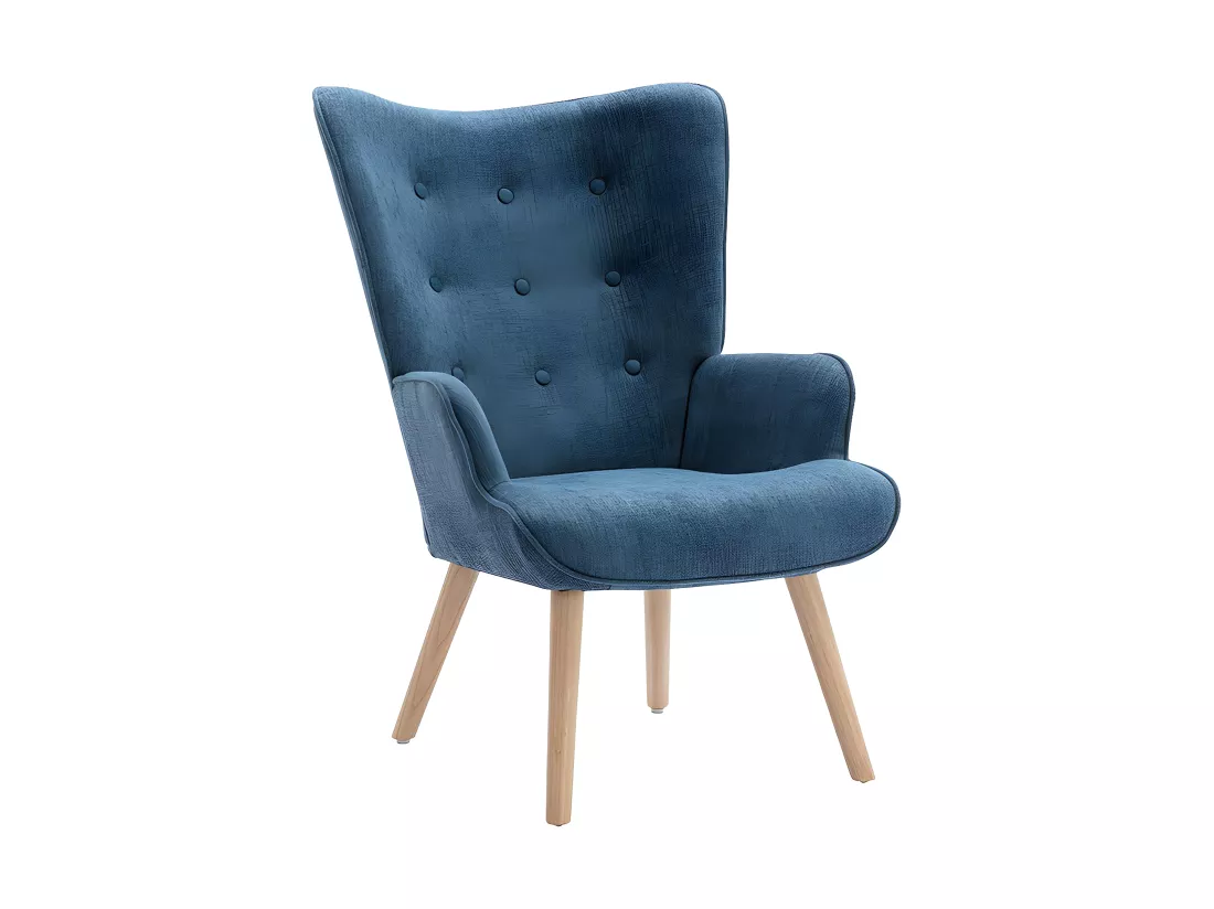 Fauteuil en tissu bleu VATELY