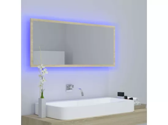 Miroir LED de salle de bain Chêne sonoma 100x8,5x37cm Acrylique