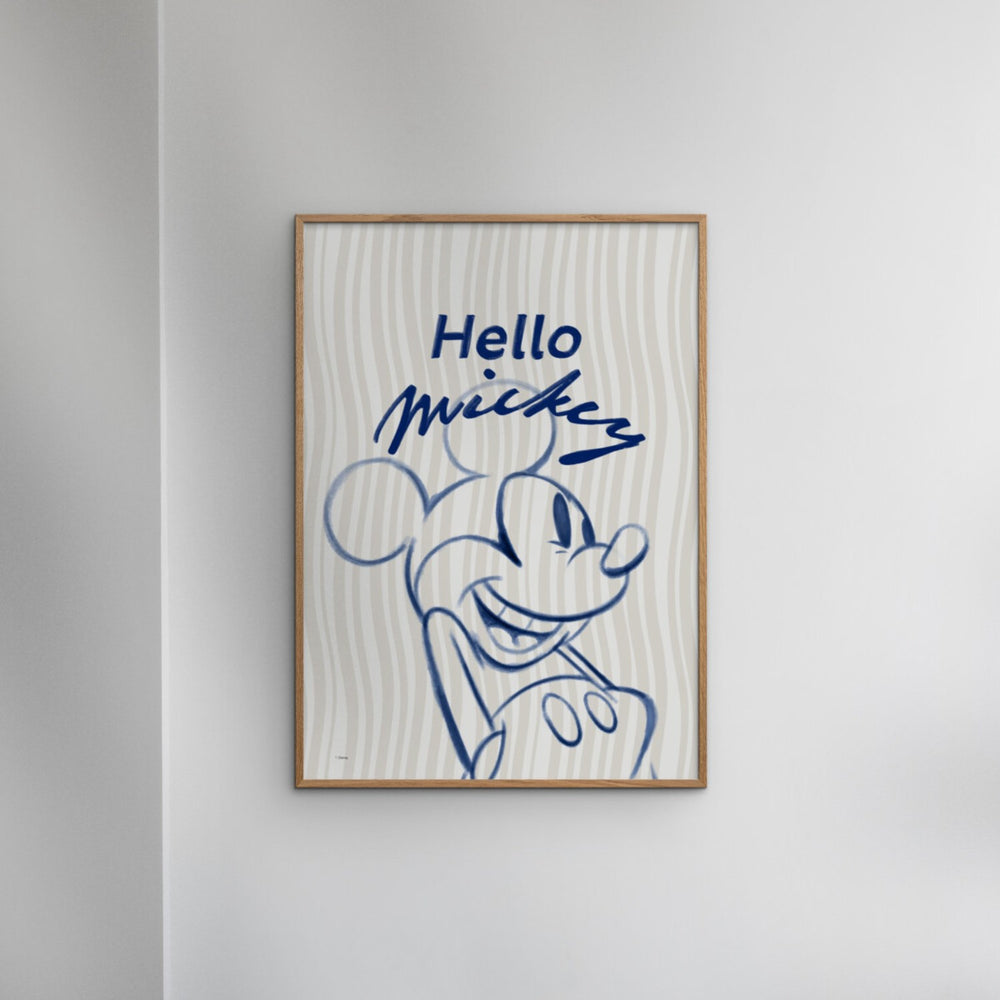 Køb Poster & Frame Disney - Hello Mickey Blue